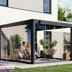 Pergola Magnus Aluminium 400 x 350 cm Anthrazit – Pergola mit verstellbaren Aluminium Hohlkammerlamellen