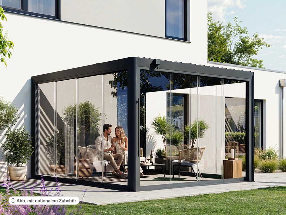 Pergola Magnus Aluminium 400 x 350 cm Anthrazit – Pergola mit verstellbaren Aluminium Hohlkammerlamellen