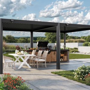 Pergola Magnus Aluminium 600 x 400 cm Anthrazit – Pergola mit verstellbaren Aluminium Hohlkammerlamellen