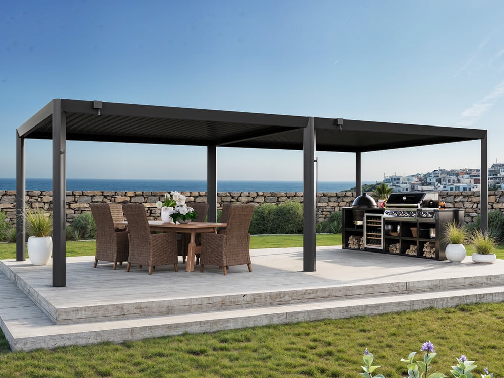 Pergola Magnus Aluminium 800 x 400 cm Anthrazit – Pergola mit verstellbaren Aluminium Hohlkammerlamellen