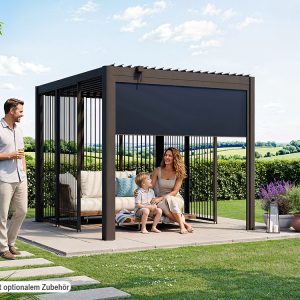 Premium Pergola ZENO 258 x293 cm aus Stahl | Anthrazit RAL 7016 | Lamellendach