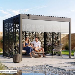 Premium Pergola ZENO 337 x293 cm aus Stahl | Anthrazit RAL 7016 | Lamellendach