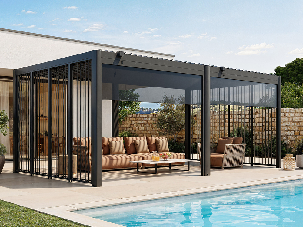 Premium Pergola ZENO 579 x 337 cm aus Stahl | Anthrazit RAL 7016 | Lamellendach – Bild 2