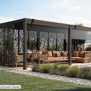 Premium Pergola ZENO 623 x 293 cm aus Stahl | Anthrazit RAL 7016 | Lamellendach
