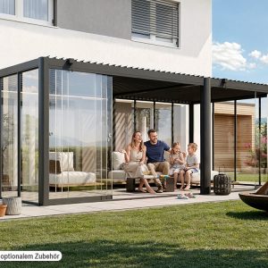 Premium Pergola ZENO 670 x 337 cm aus Stahl | Anthrazit RAL 7016 | Lamellendach