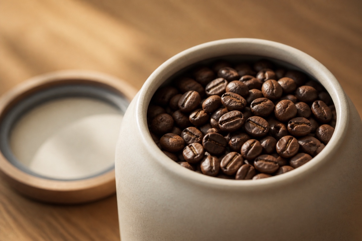 Kaffeebohnen luftdicht in der Vorratsdose lagern ( KI,Symbolbild)