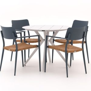 + 10 % Kassenrabatt | Bellagio Cino/Sora ø 90 cm Gartenmöbel-Set 5-teilig stapelbar