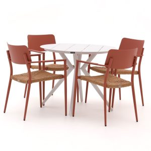 + 10 % Kassenrabatt | Bellagio Cino/Sora ø 90 cm Gartenmöbel-Set 5-teilig stapelbar