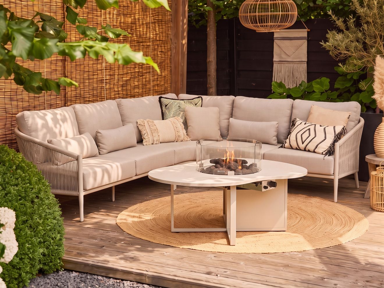 + 10 % Kassenrabatt | Bellagio Mineo/Cosiloft Novi hoek loungeset met vuurtafel 5-delig