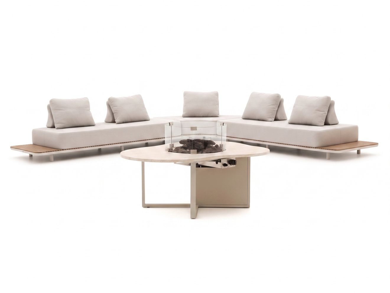 + 10 % Kassenrabatt | Bellagio San Lupo/Cosiloft Novi hoek loungeset met vuurtafel 4-delig