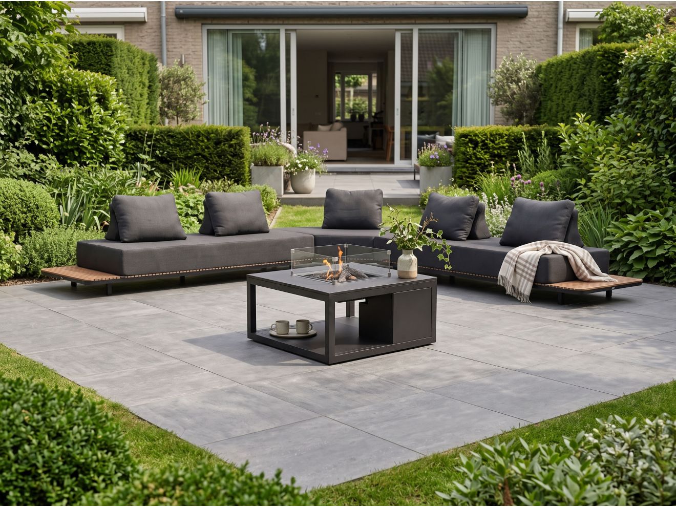 + 10 % Kassenrabatt | Bellagio San Lupo/Cosiraw hoek loungeset met vuurtafel 4-delig