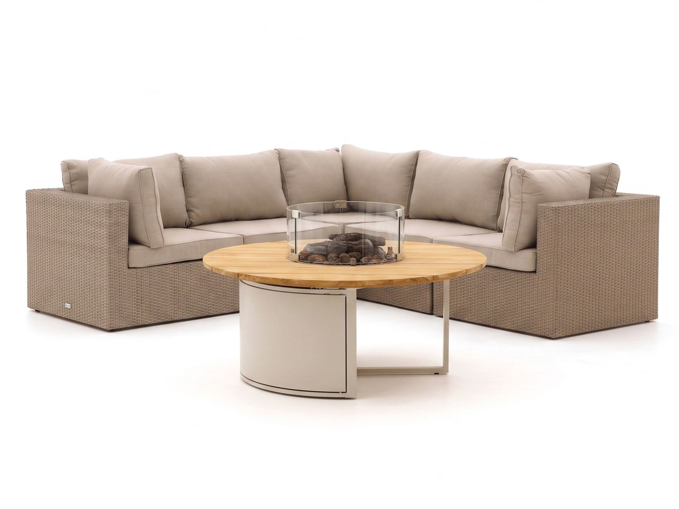 + 10 % Kassenrabatt | Forza Cecita/Cosiloft hoek loungeset met vuurtafel 6-delig
