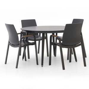 + 10 % Kassenrabatt | Hartman Flow/Sophie Studio ø 128 cm Gartenmöbel-Set 5-teilig