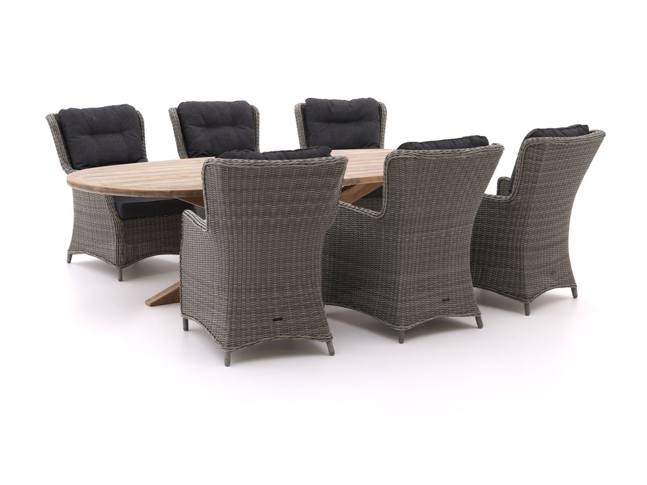 + 10 % Kassenrabatt | Intenso Milano/ROUGH-Y Ellips 280 cm Dining-Lounge Gartenmöbel-Set 7-teilig