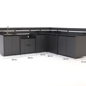 + 10 % Kassenrabatt | MWH Eck Outdoor Küche inkl. Spülbecken und Wasserhahn 6-teilig