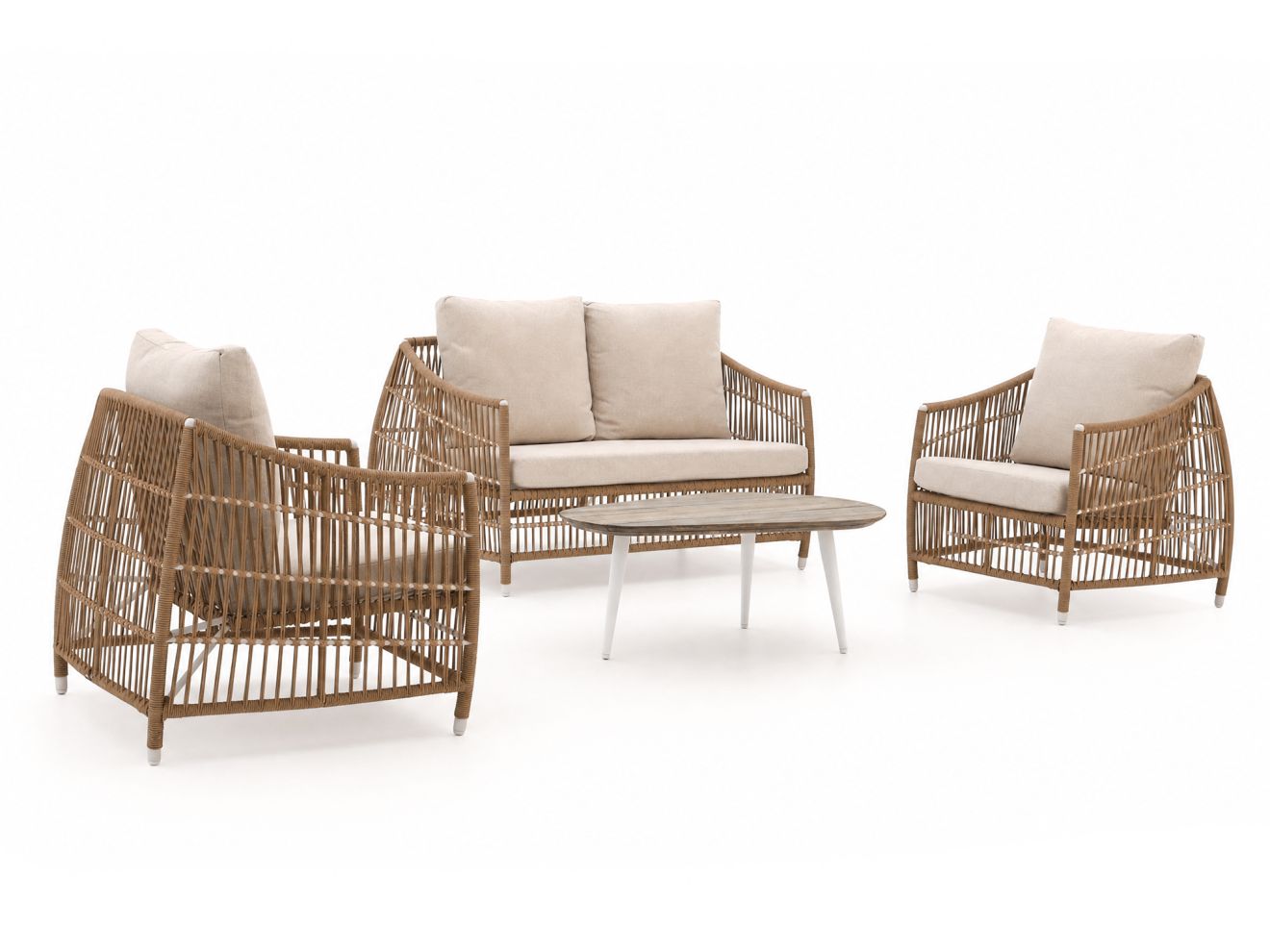 + 10 % Kassenrabatt | Manifesto Ortello/ROUGH-K Sessel-Sofa-Lounge-Set 4-teilig 4-Sitzer