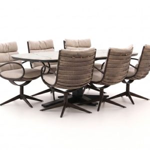 Apple Bee Camp Bay/Zanzibar dänisch oval 220 cm Gartenmöbel-Set 7-teilig drehbar