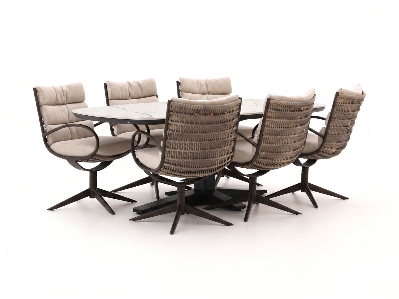 Apple Bee Camp Bay/Zanzibar dänisch oval 220 cm Gartenmöbel-Set 7-teilig drehbar