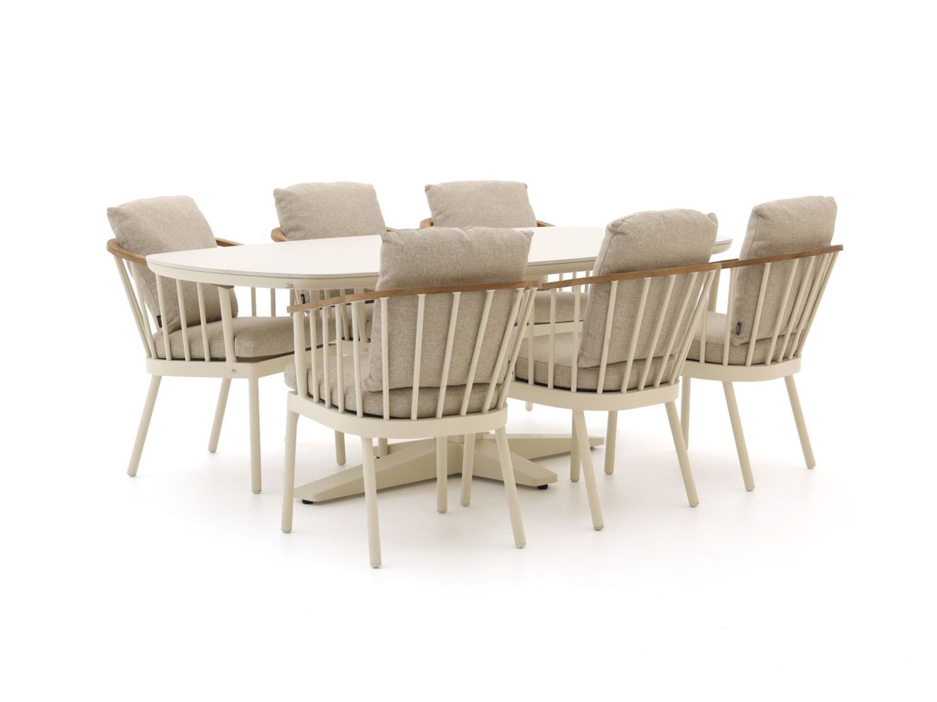 Apple Bee Condor/Zanzibar dänisch oval 220 cm Gartenmöbel-Set 7-teilig