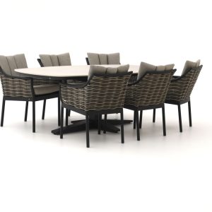 Apple Bee Milou/Zanzibar dänisch oval 220 cm Gartenmöbel-Set 7-teilig