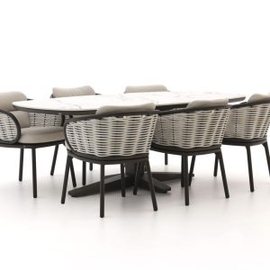 Apple Bee Pine Key/Zanzibar dänisch oval 220 cm Gartenmöbel-Set 7-teilig
