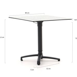 Bellagio Canzo Gartentisch klappbar 80x80x73/109 cm verstellbar