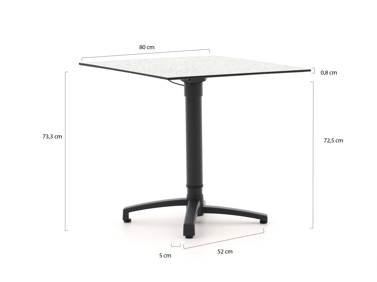 Bellagio Canzo Gartentisch klappbar 80x80x73/109 cm verstellbar