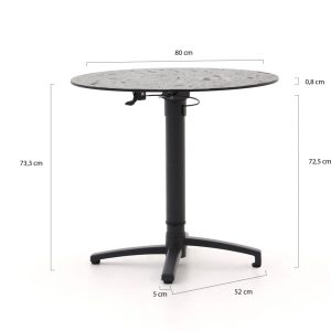 Bellagio Canzo Gartentisch klappbar ø 80 cm (h: 73/109 cm) verstellbar