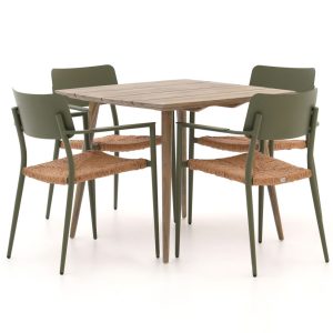 Bellagio Cino/ROUGH-K 90 cm Gartenmöbel-Set 5-Teilig Stapelbar