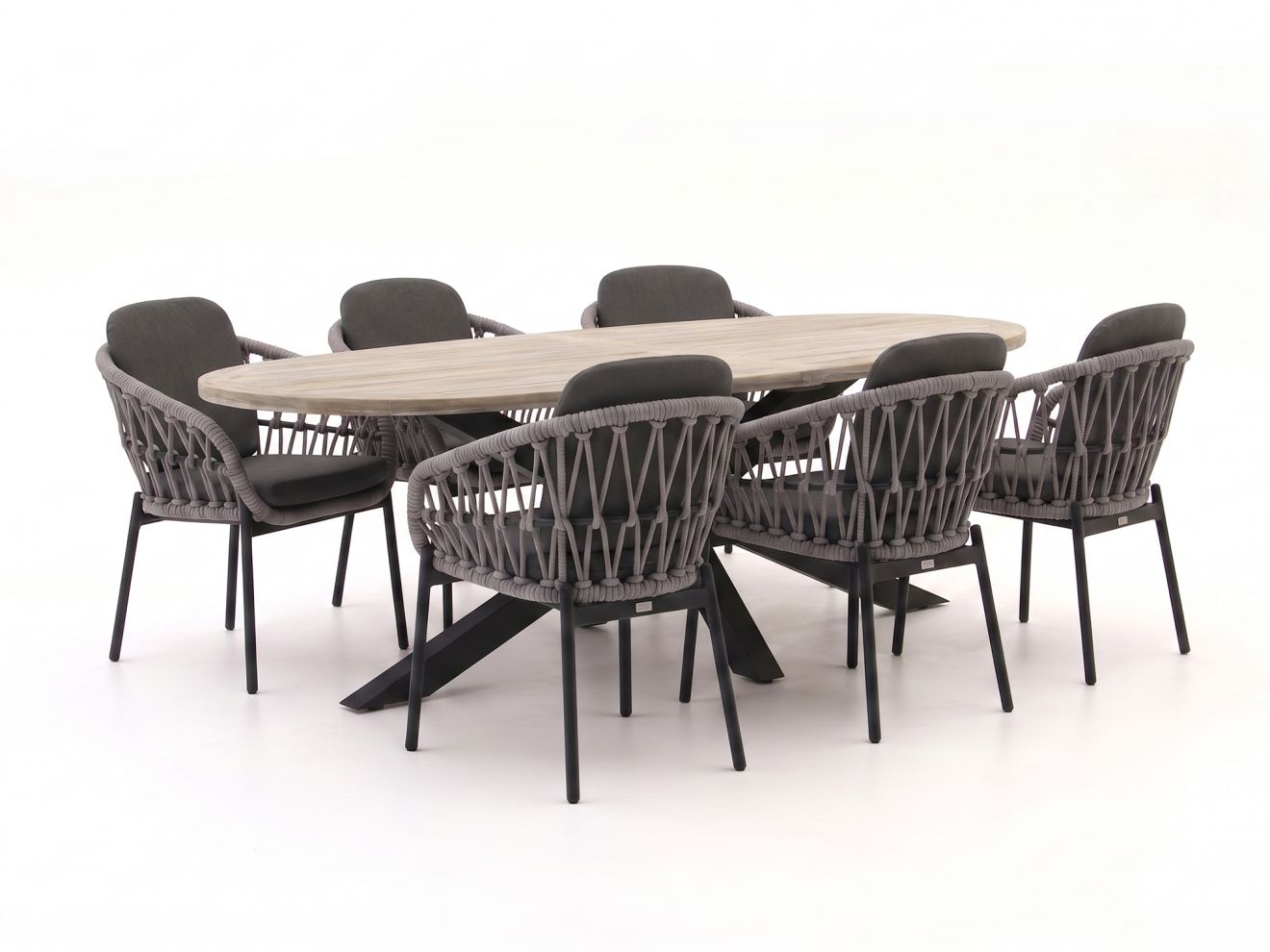 Bellagio Cupello/ROUGH-Y Ellipse 240 cm Gartenmöbel-Set 7-teilig