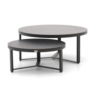 Bellagio Ficarolo Lounge Gartentisch-Set ø 85 cm (h:35 cm)/ø 65 cm (h:30 cm)
