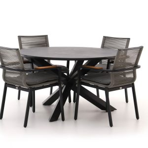 Bellagio Marudo/Lodola ø 130 cm Gartenmöbel-Set 5-teilig Stapelbar