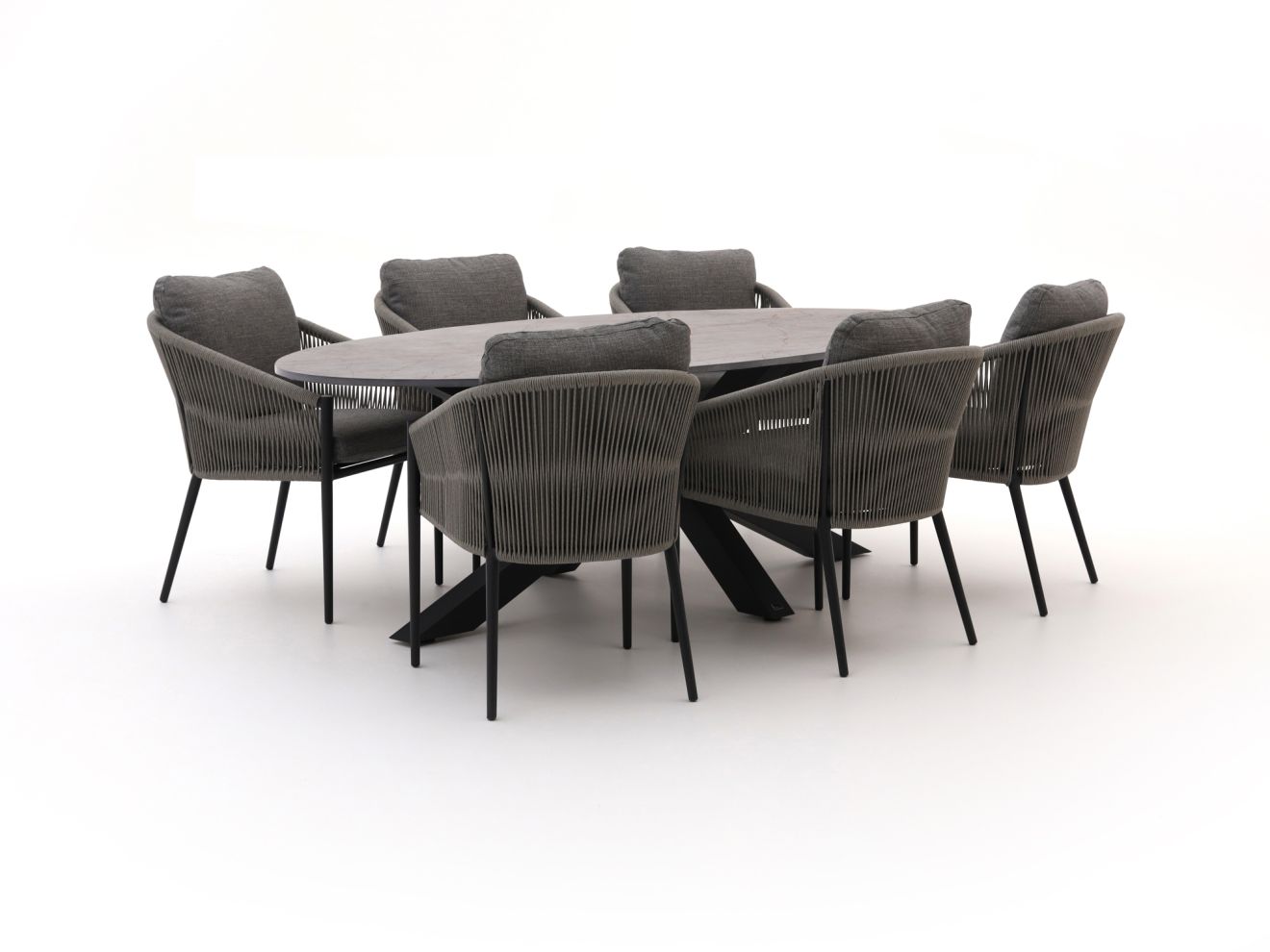 Bellagio Mineo/Induno Ellips 240 cm Gartenmöbel-Set 7-teilig