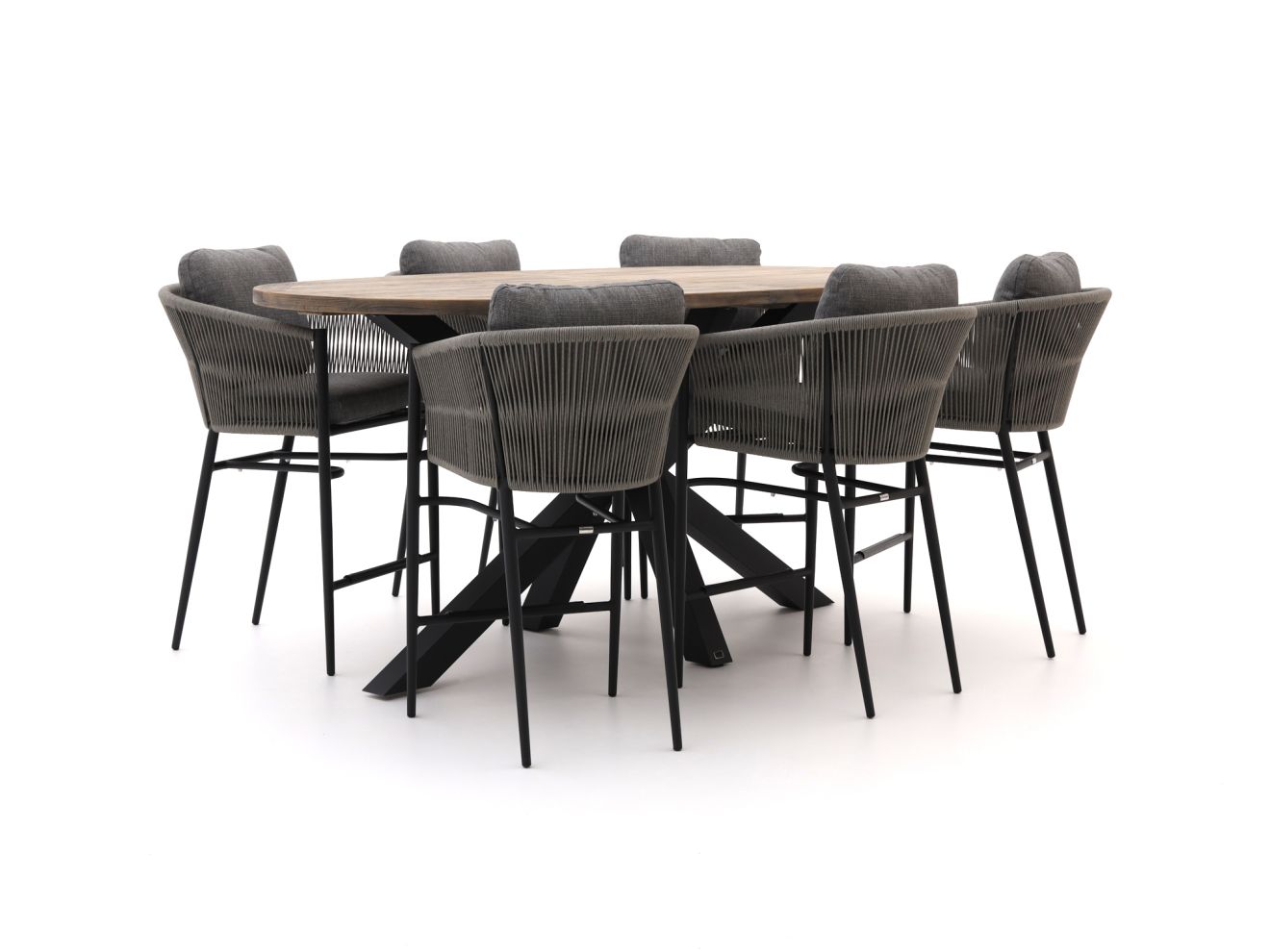 Bellagio Mineo/ROUGH-Y Ellips 240 cm Gartenbar-Set 7-teilig