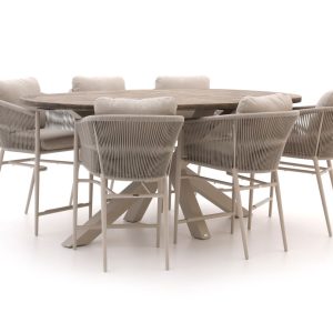 Bellagio Mineo/ROUGH-Y Ellips 240 cm High Dining Gartenmöbel-Set 7-teilig