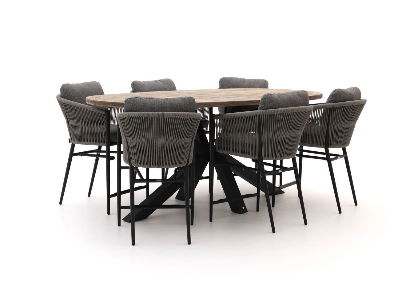 Bellagio Mineo/ROUGH-Y Ellips 240 cm High Dining Gartenmöbel-Set 7-teilig
