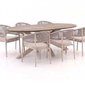 Bellagio Panaro/ROUGH-Y Ellips 240 cm Gartenmöbel-Set 7-teilig stapelbar