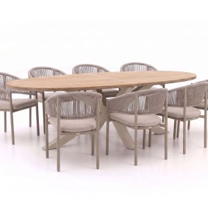 Bellagio Panaro/ROUGH-Y Ellips 280 cm Gartenmöbel-Set 9-teilig stapelbar