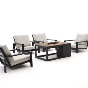 Bellagio Vezzano/Cosiraw Sessel Lounge-Set mit Feuertisch 5-teilig