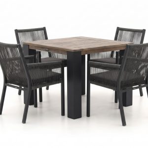 Charcoal (inkl. Kissen) (Twist Polyrattan = Grau) (Tischplatte = Old Teak Greywash)
