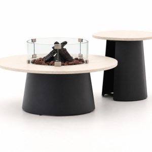 Cosidune Lounge Feuertisch-Set ø 100 cm (H: 40 cm)/ø 55 cm (H: 55 cm)