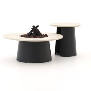 Cosidune Lounge Feuertisch-Set ø 100 cm (h: 40 cm)/ø 55 cm (h: 55 cm)