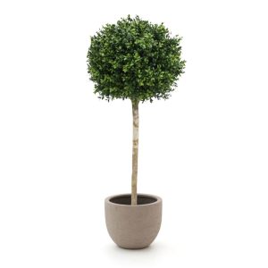 Designplants/Luca Lifestyle Buchsbaum Kugel Kunstbaum (h:110 cm) mit Terreno New Egg Blumentopf