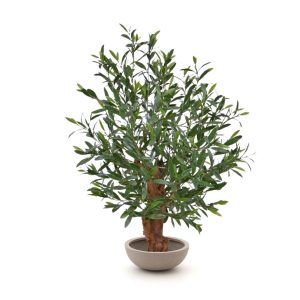 Designplants/Luca Lifestyle Oliven Bonsai Kunstpflanze (h:90 cm) mit Terreno Bowl Blumentopf