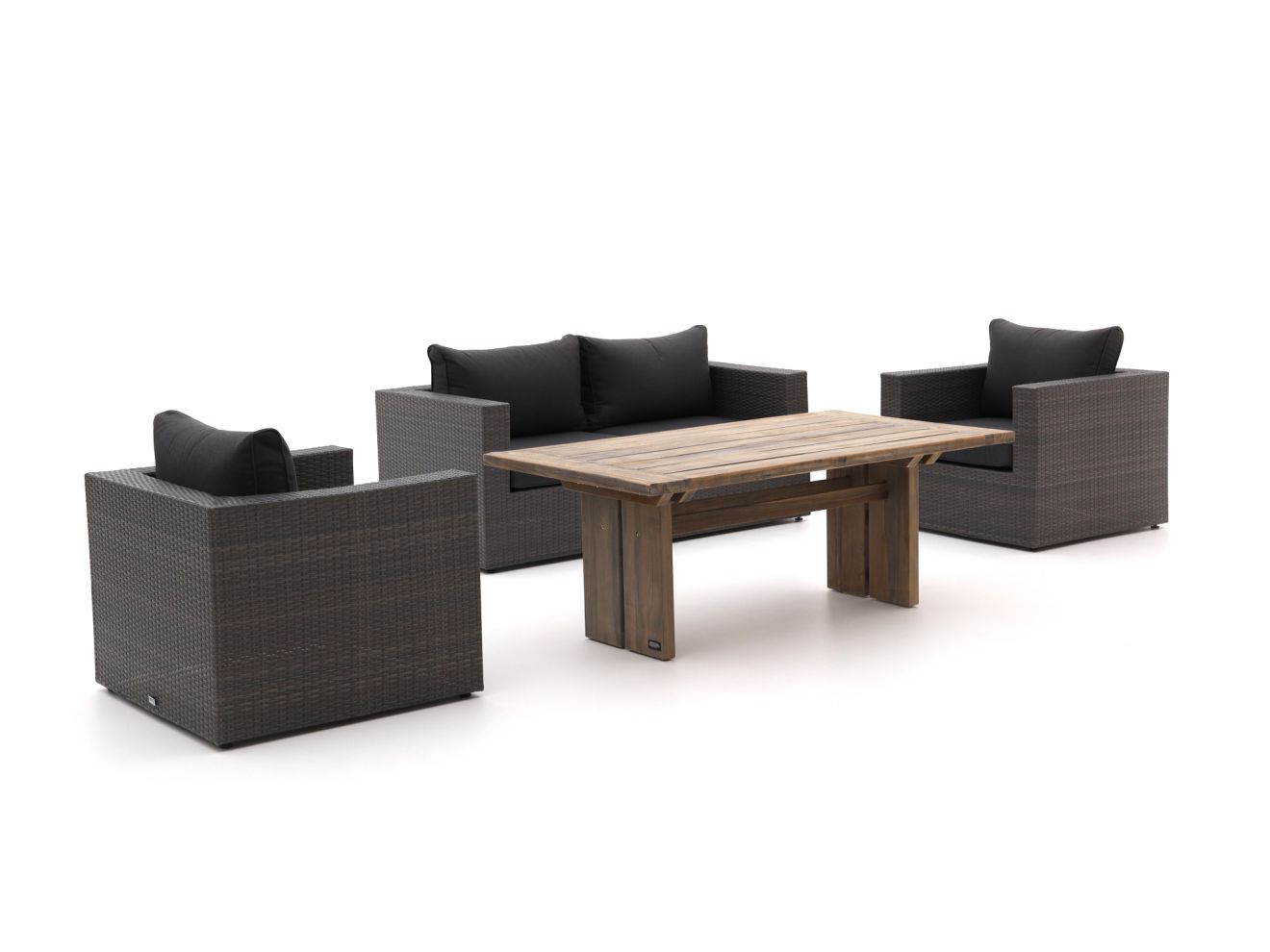 Forza Barolo/ROUGH-L 160 cm Esstisch Lounge-Set 4-teilig