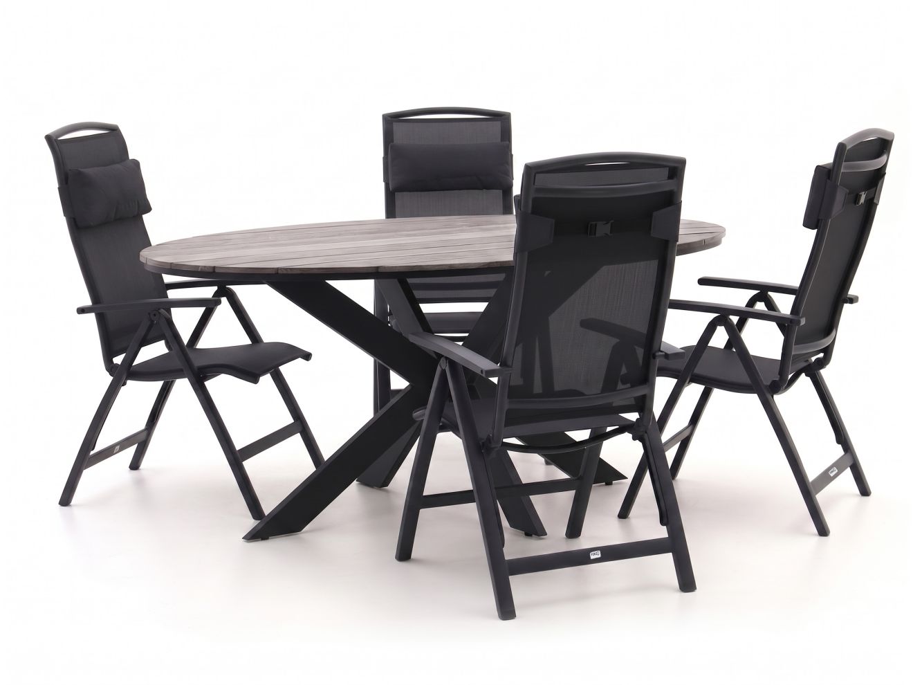 Forza Capri/Fidenza ø 126 cm Gartenmöbel-Set 5-teilig verstellbar