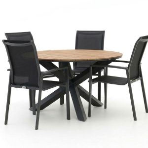 Forza Centallo/Fidenza ø 126 cm Gartenmöbel-Set 5-teilig stapelbar