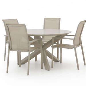 Forza Centallo/Lodola ø 130 cm Gartenmöbel-Set 5-teilig stapelbar