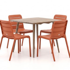 Forza Narni/ROUGH-K 90 cm Gartenmöbel-Set 5-teilig stapelbar