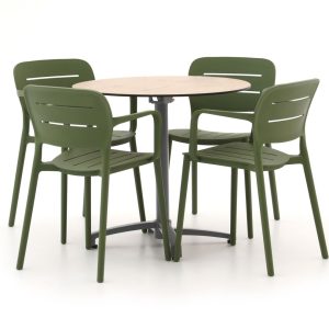 Forza Pazzia/Canzo ø 80 cm Gartenmöbel-Set 5-teilig stapelbar